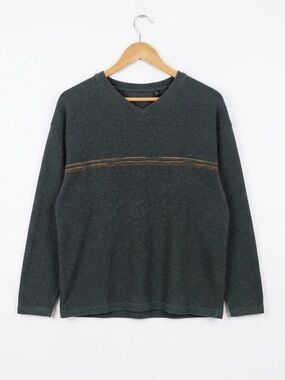 Naturalife 100% Cotton Knit Top Grey V Neck XL